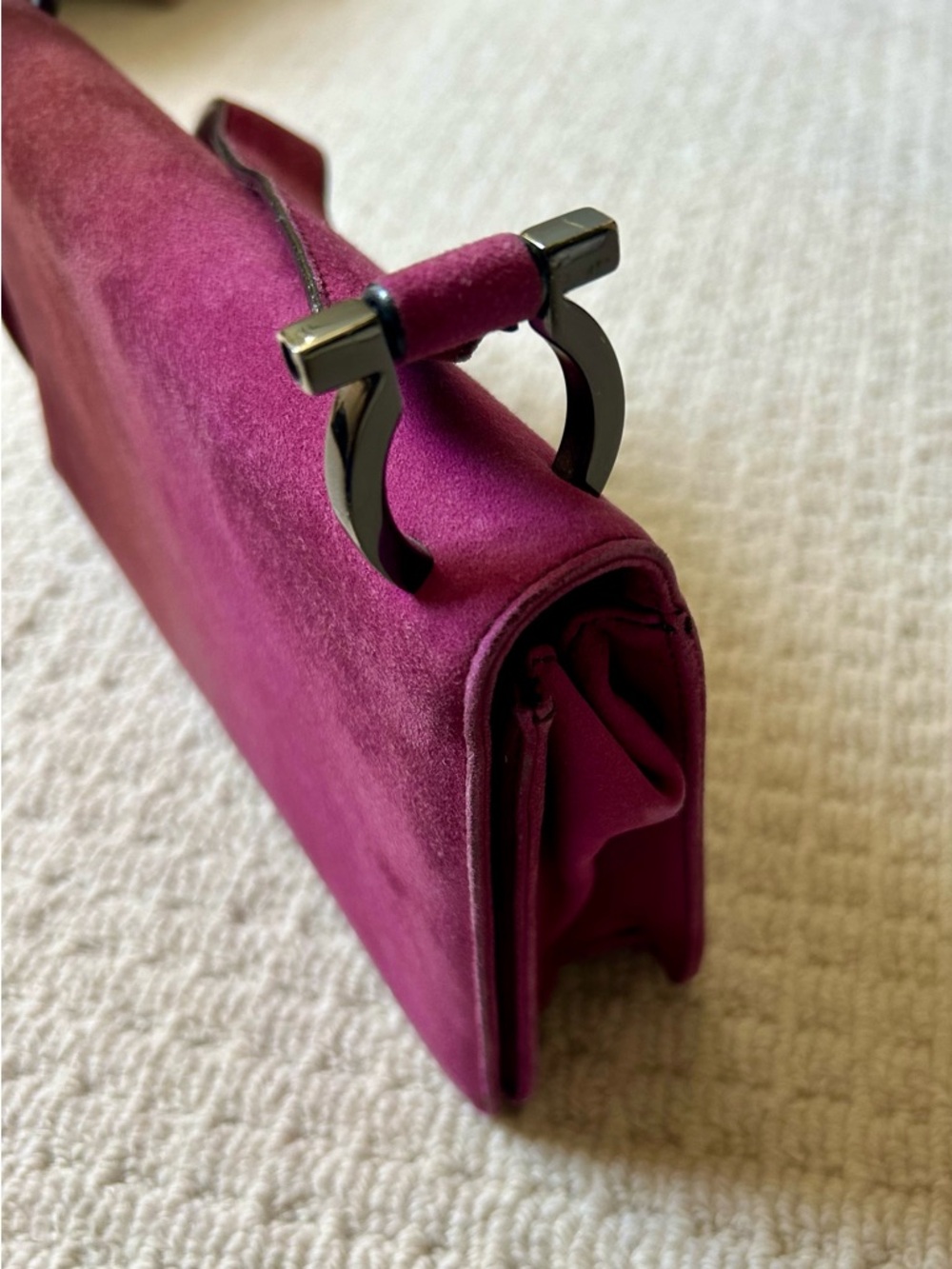 Ferragamo Plum ombrè suede shoulder bag-Vintage '90's - Picture 2 of 7
